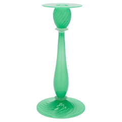 Candelero de jade y cristal de alabastro de Steuben, 1900
