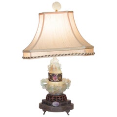 Antique Jade and Amethyst Lamp 