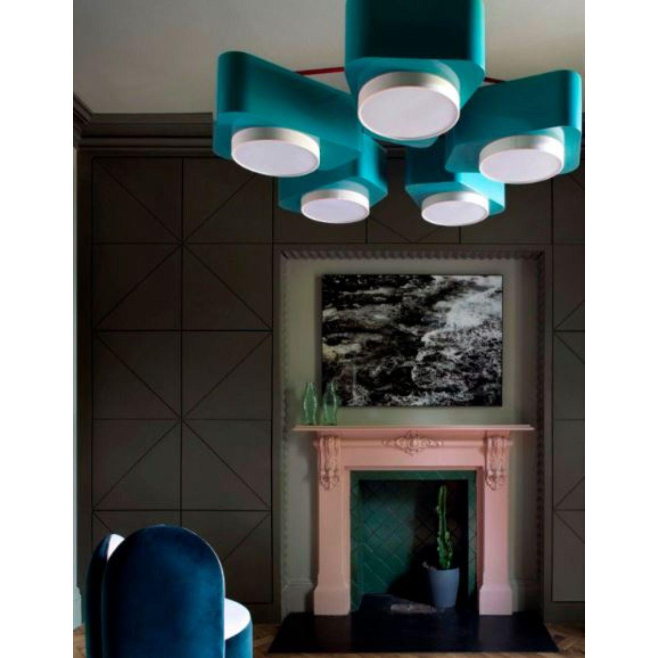 Jade and Cobalt Carousel Suspension Lamp by Dooq For Sale 5