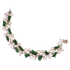 Jade and Diamond Bracelet 4.18tcw diamond and Spectacular Translucent Jade