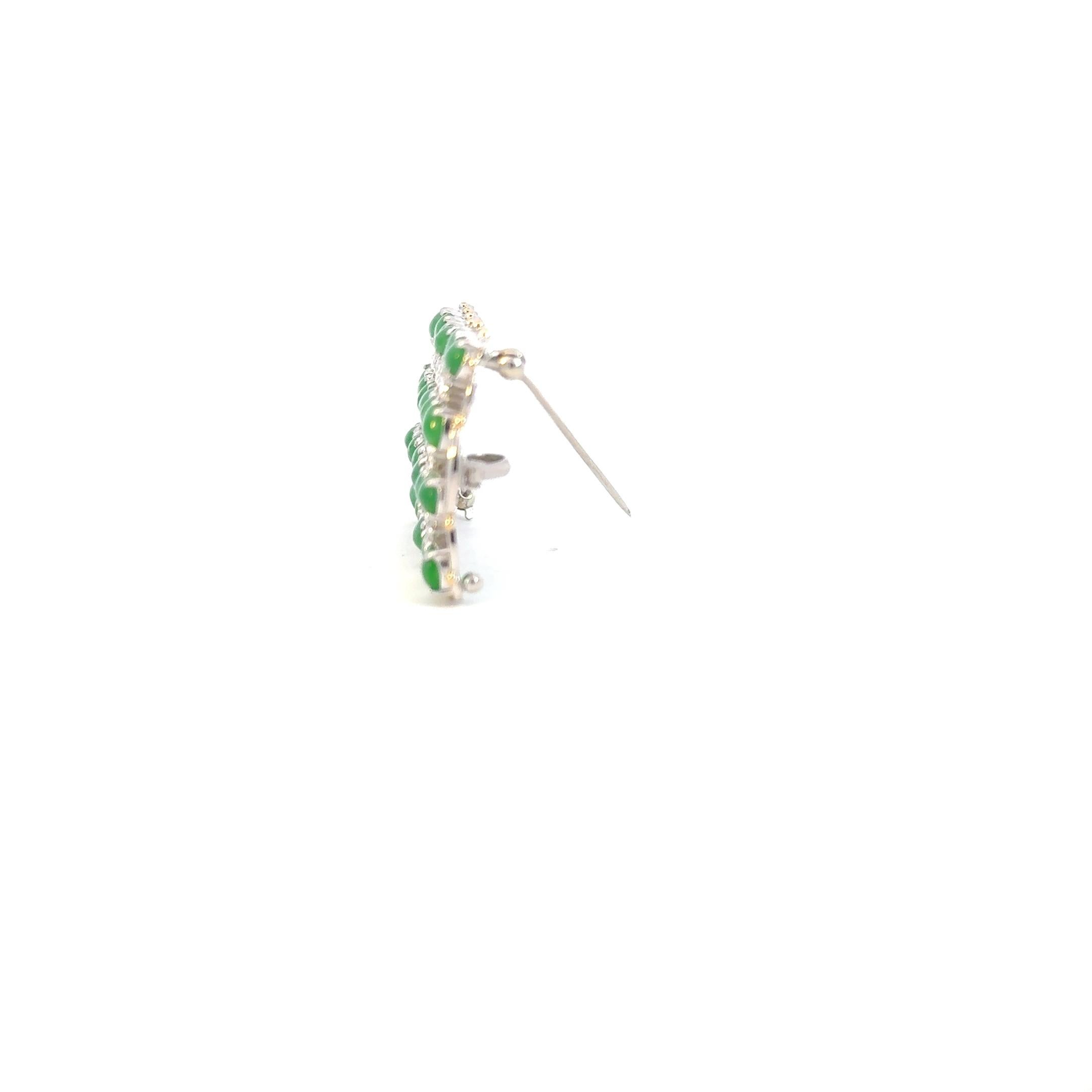 Women's Jade and Diamond Brooch/Pendant in 18K Gold For Sale