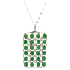 Broche/Colgante de jade y diamantes en oro de 18 quilates