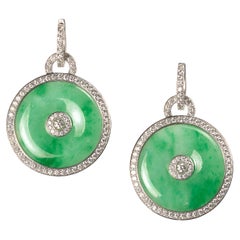 Boucles d'oreilles en goutte en jade et diamants, 4,50 carats