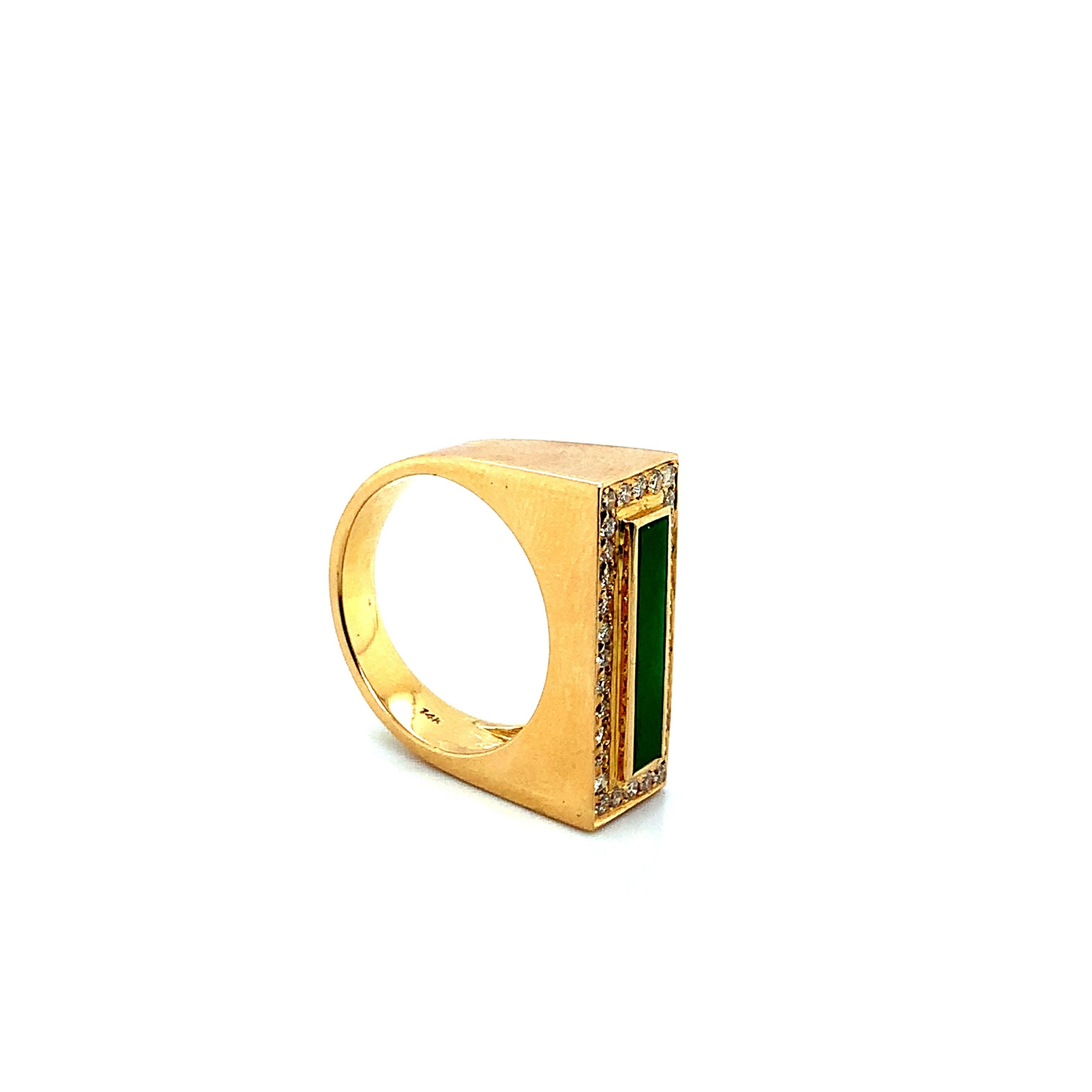 Women's or Men's Jade and Diamond Gold Ring  For Sale