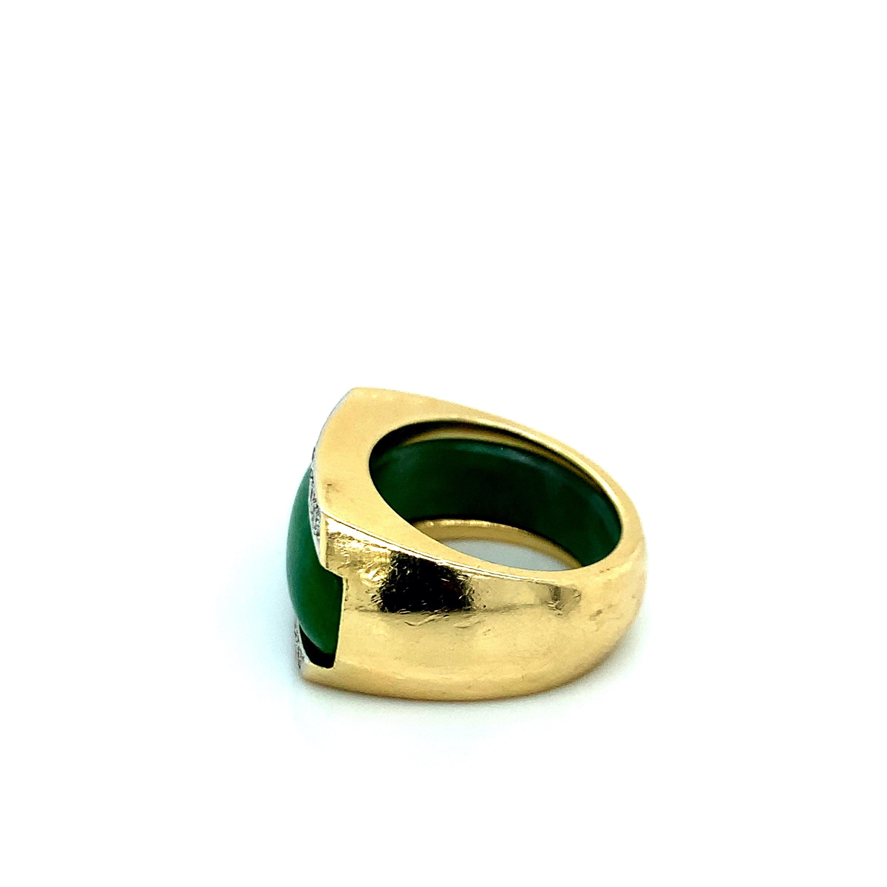 Jade and Diamond Gold Ring For Sale 2
