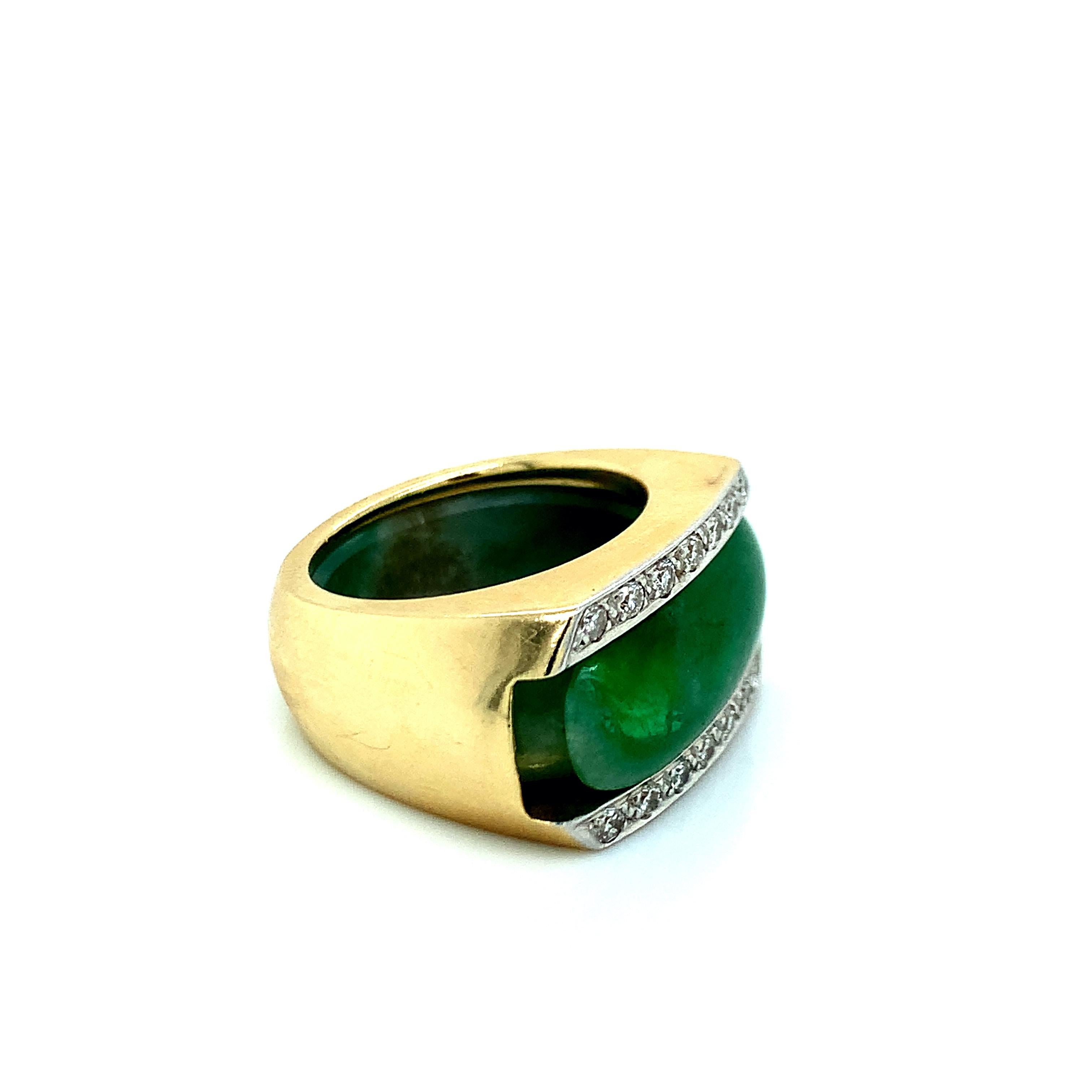 Jade and Diamond Gold Ring For Sale 4