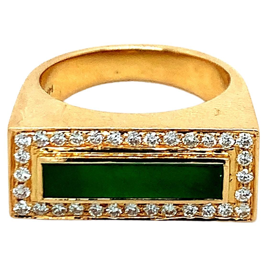 Jade and Diamond Gold Ring  For Sale