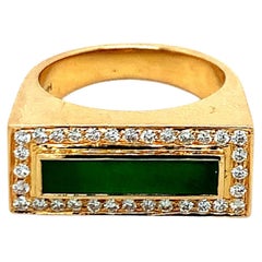 Jade and Diamond Gold Ring 
