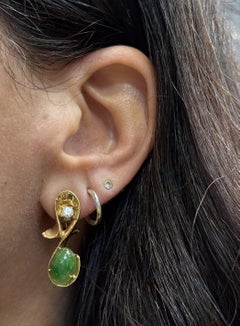 Jade and Diamond Musical Note Earrings