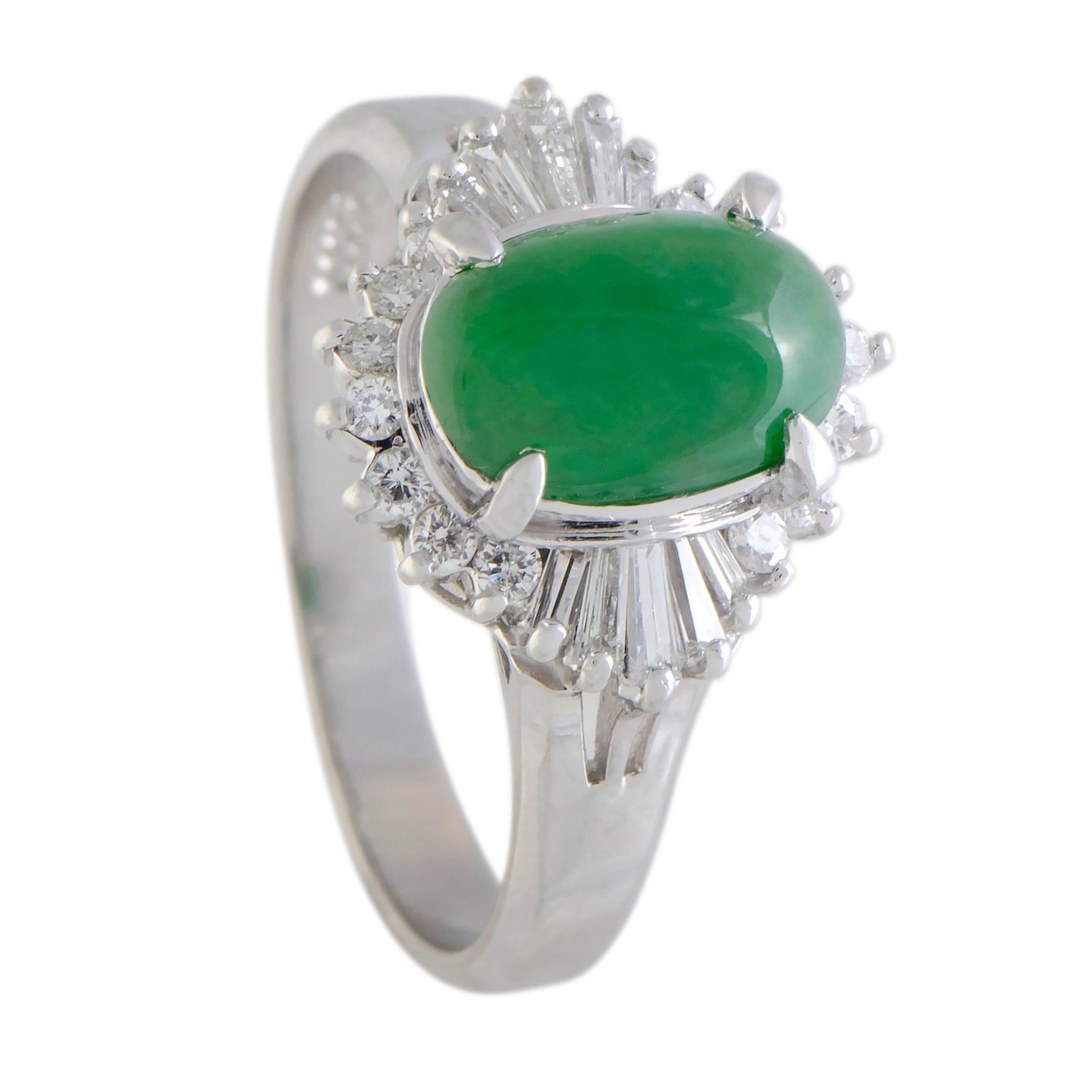 Jade and Diamond Platinum Cocktail Ring