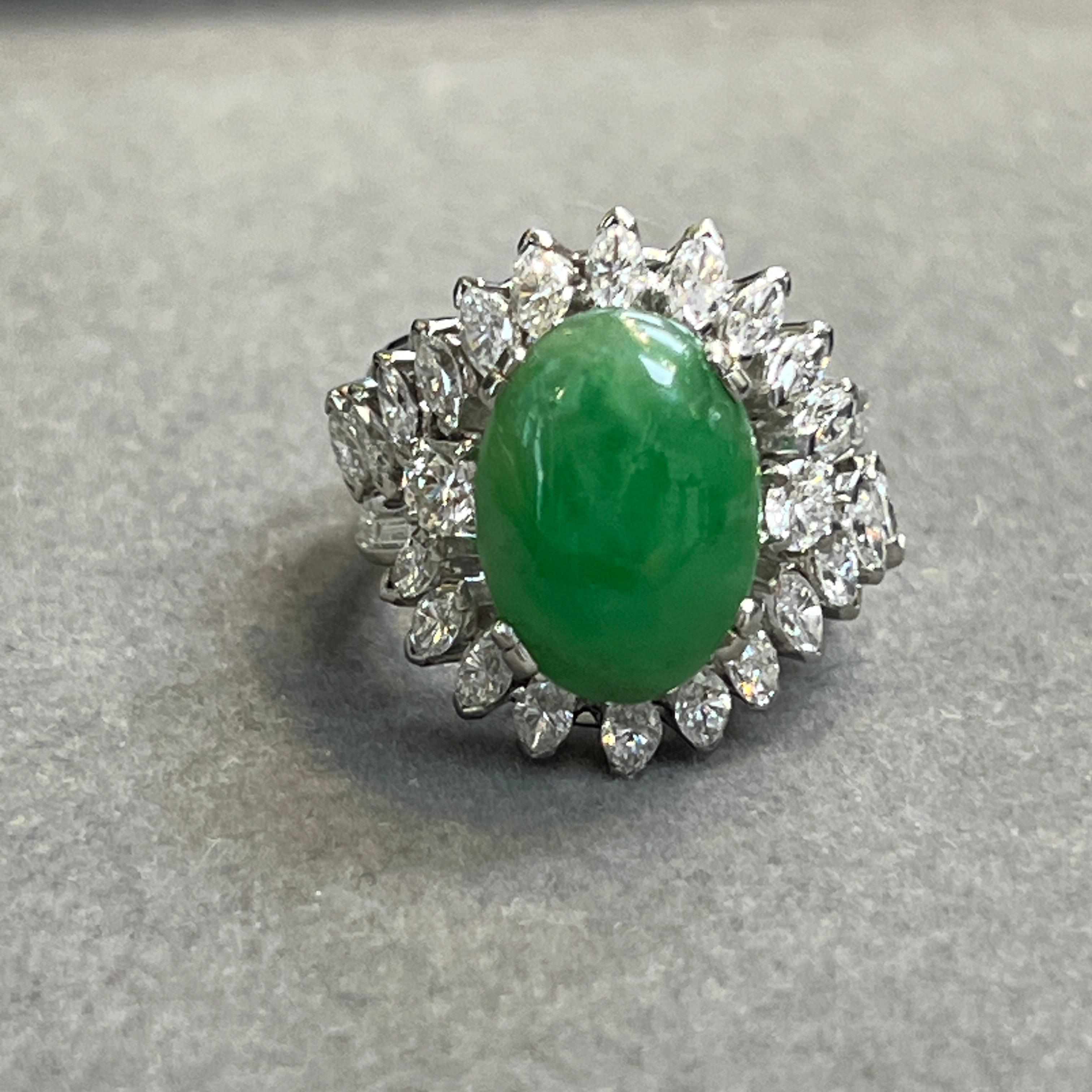 Women's Jade and Diamond Ring For Sale