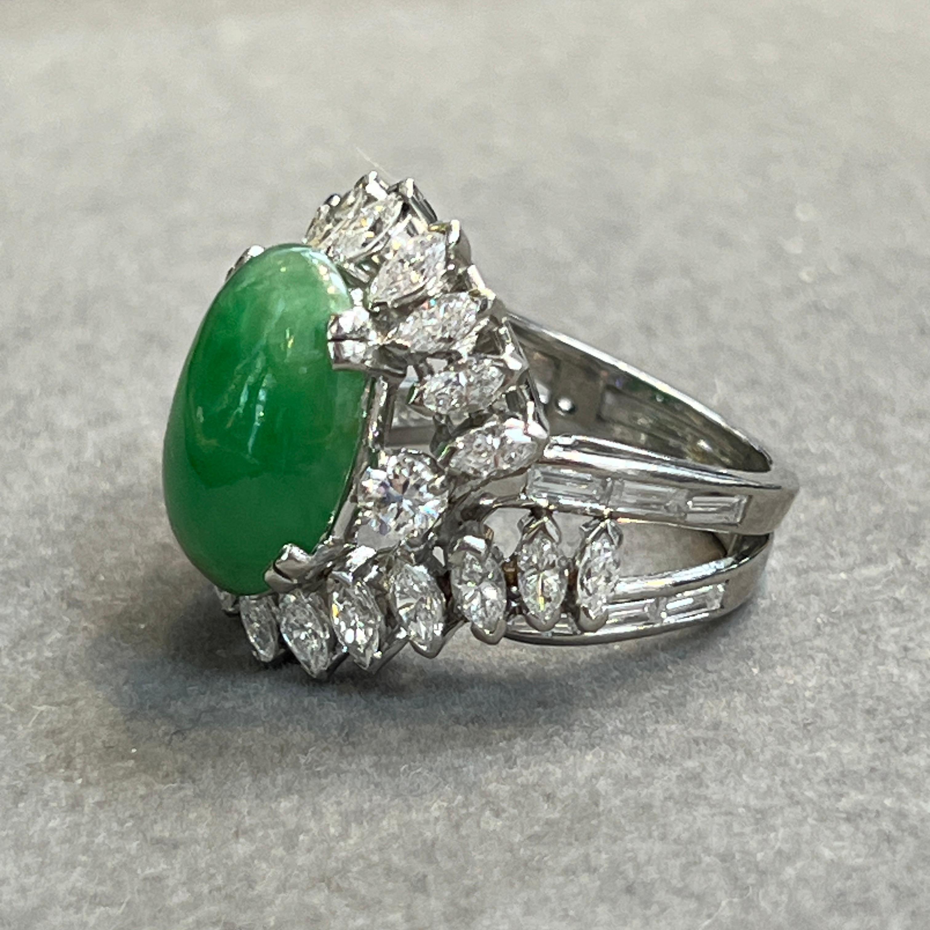 Jade and Diamond Ring For Sale 1