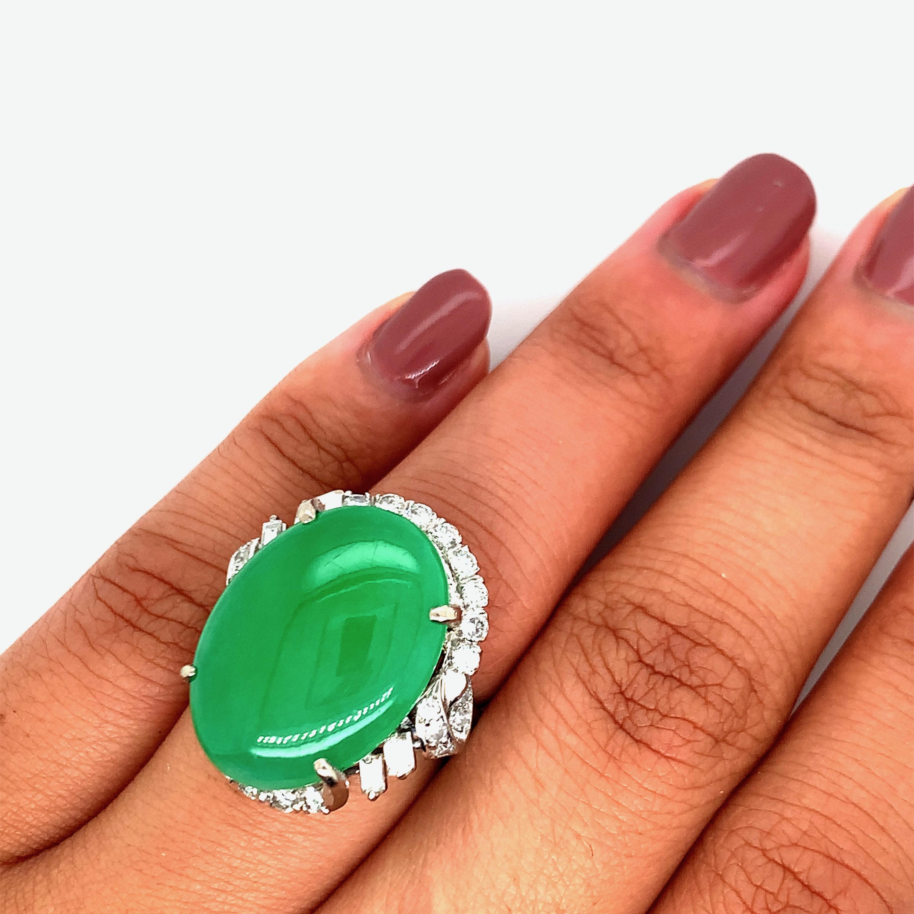 Jade and Diamond Ring For Sale 2