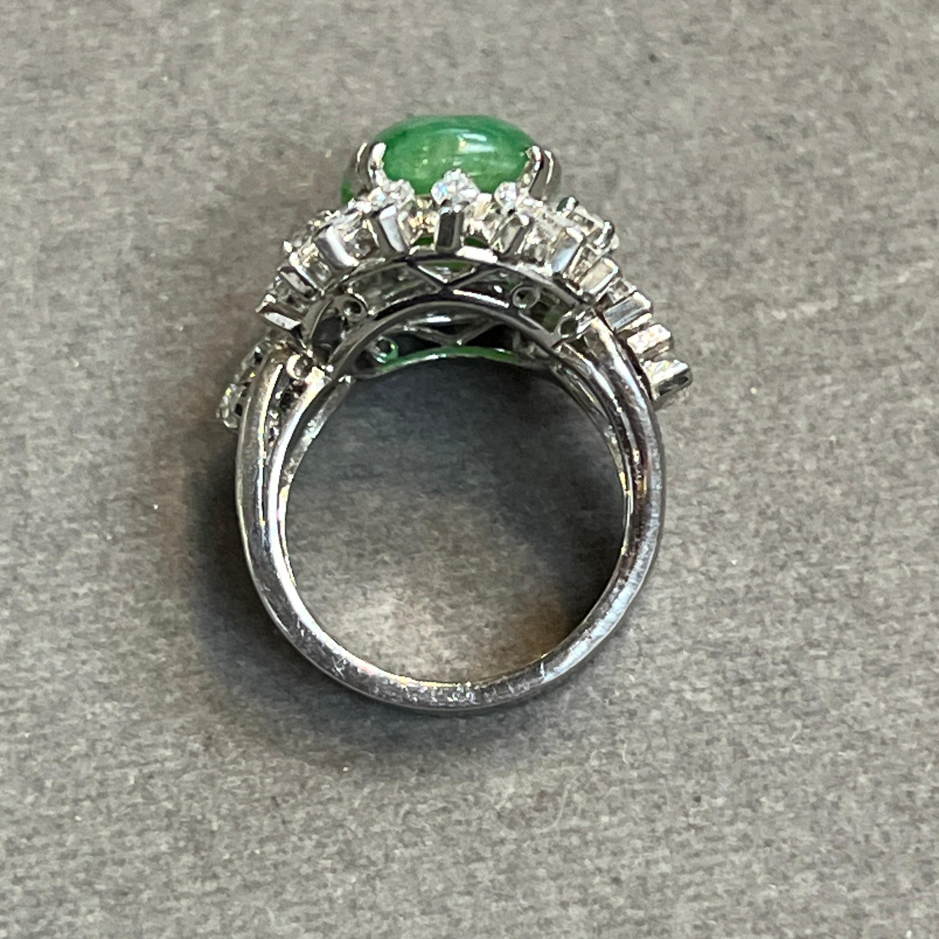 Jade and Diamond Ring For Sale 2