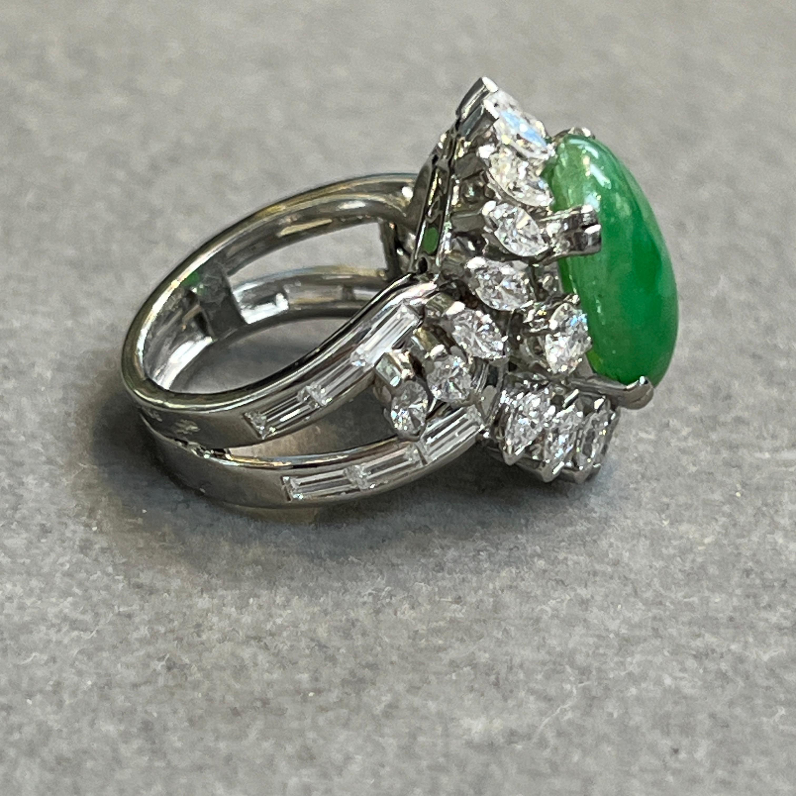 Jade and Diamond Ring For Sale 3