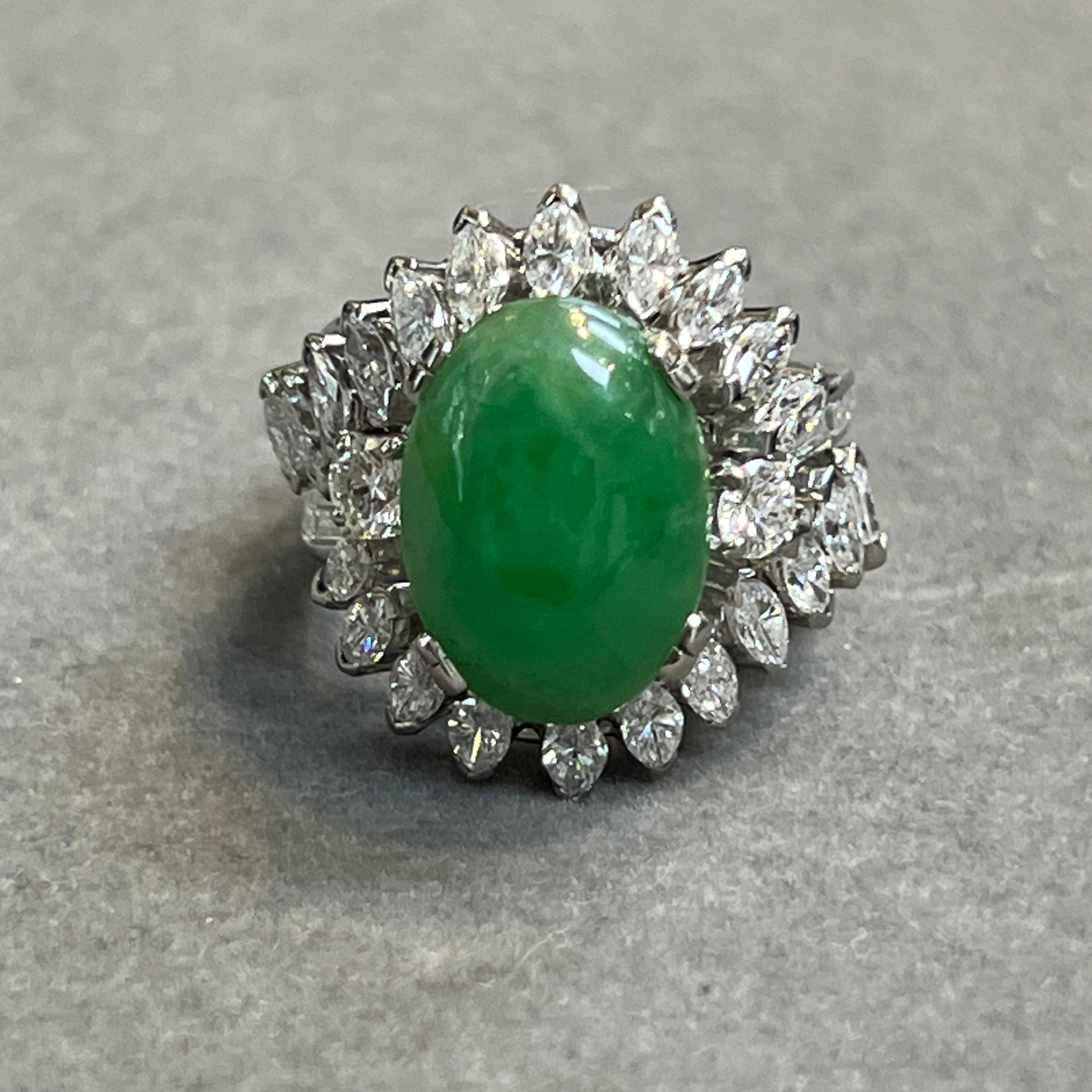 Jade and Diamond Ring For Sale 4