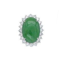 Jade and Diamond Ring  Platinum