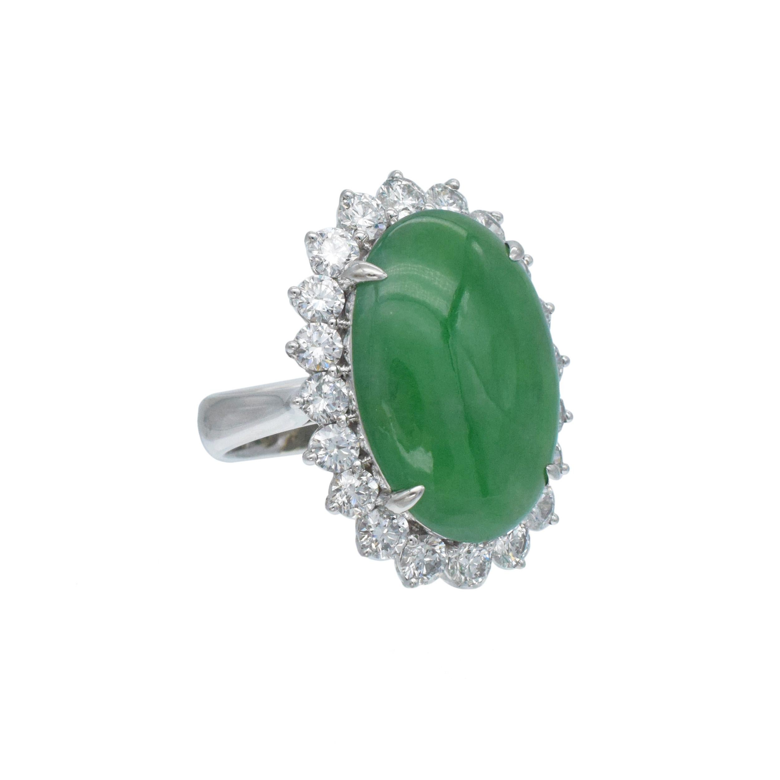 da uomo o donna Anello di giada e diamanti  Platino in vendita