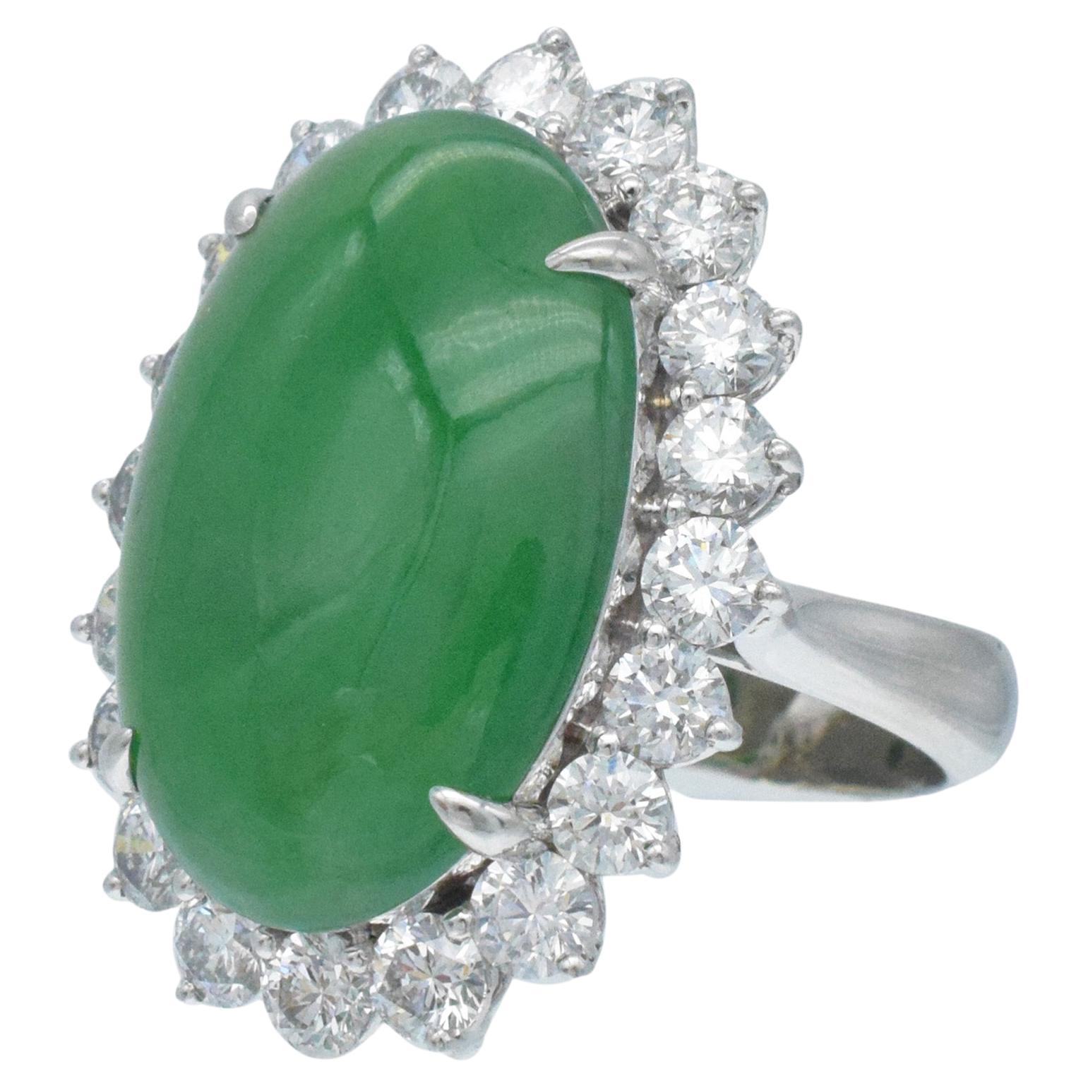 Anello di giada e diamanti  Platino