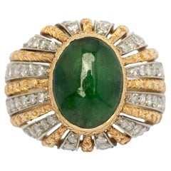 Jade and diamonds 1960s cocktail ring