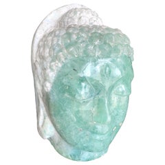 Jade and Glass Buddha Head Statue