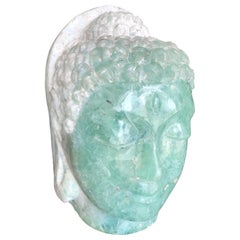 Vintage Jade and Glass Buddha Head Statue