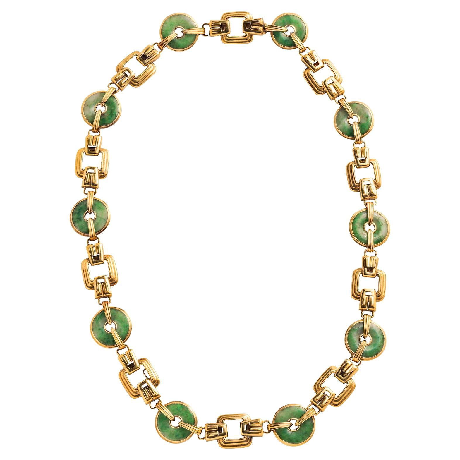Collana di giada e oro in vendita