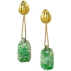 Jade and Gold Pendant Earring by David Webb
