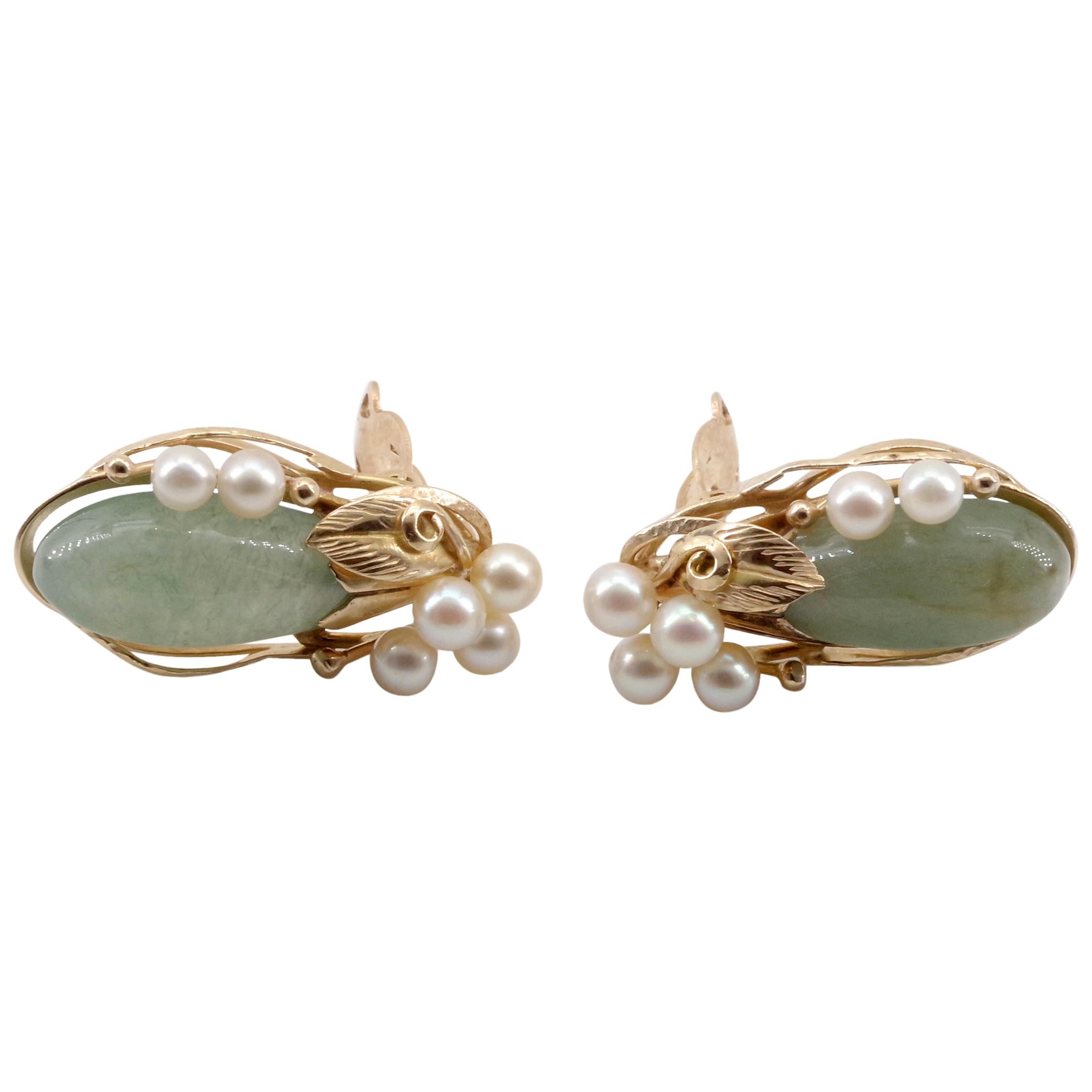 Jade and Pearl Earrings from Ming's Hawaii