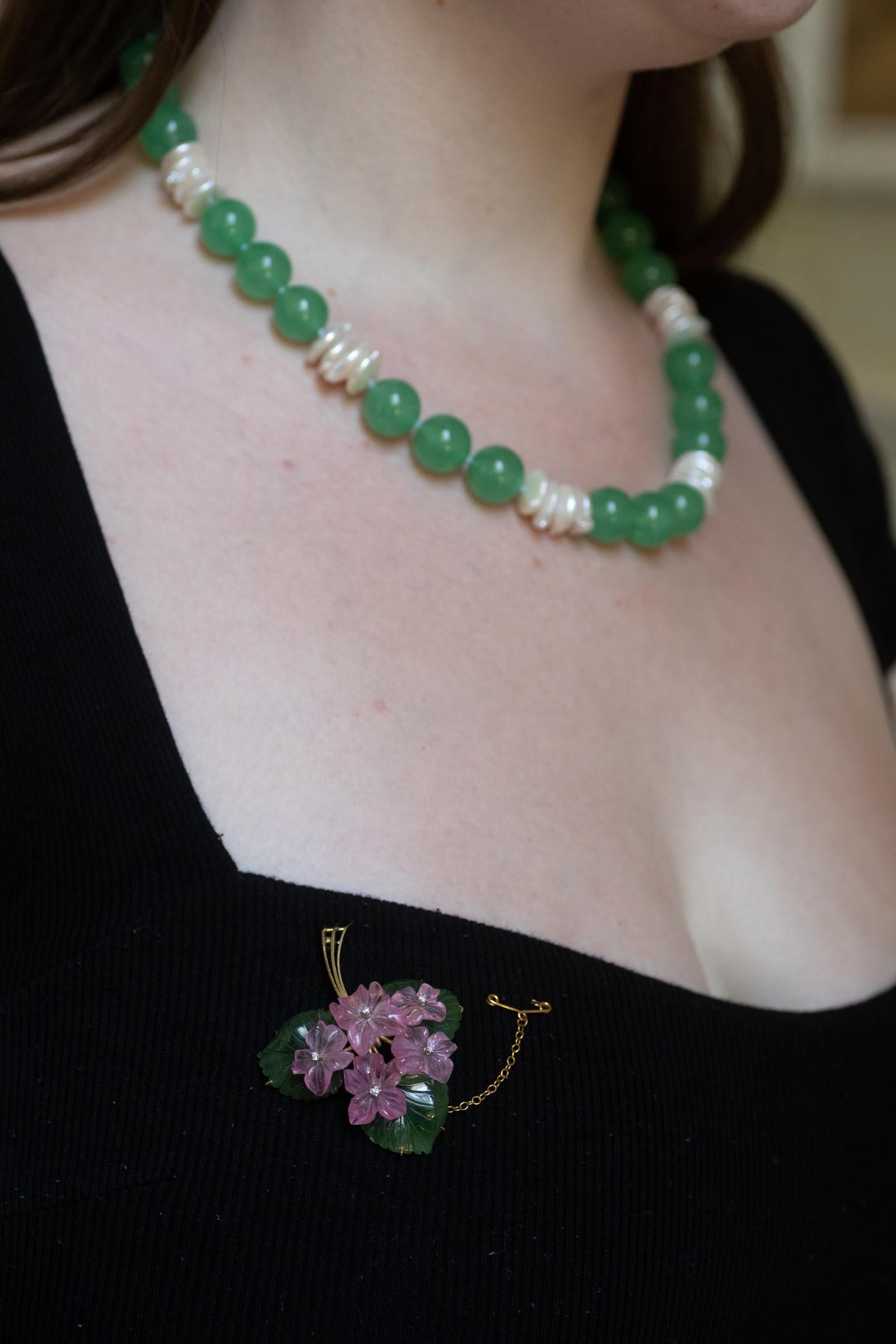 Collana di giada e perle in vendita 1
