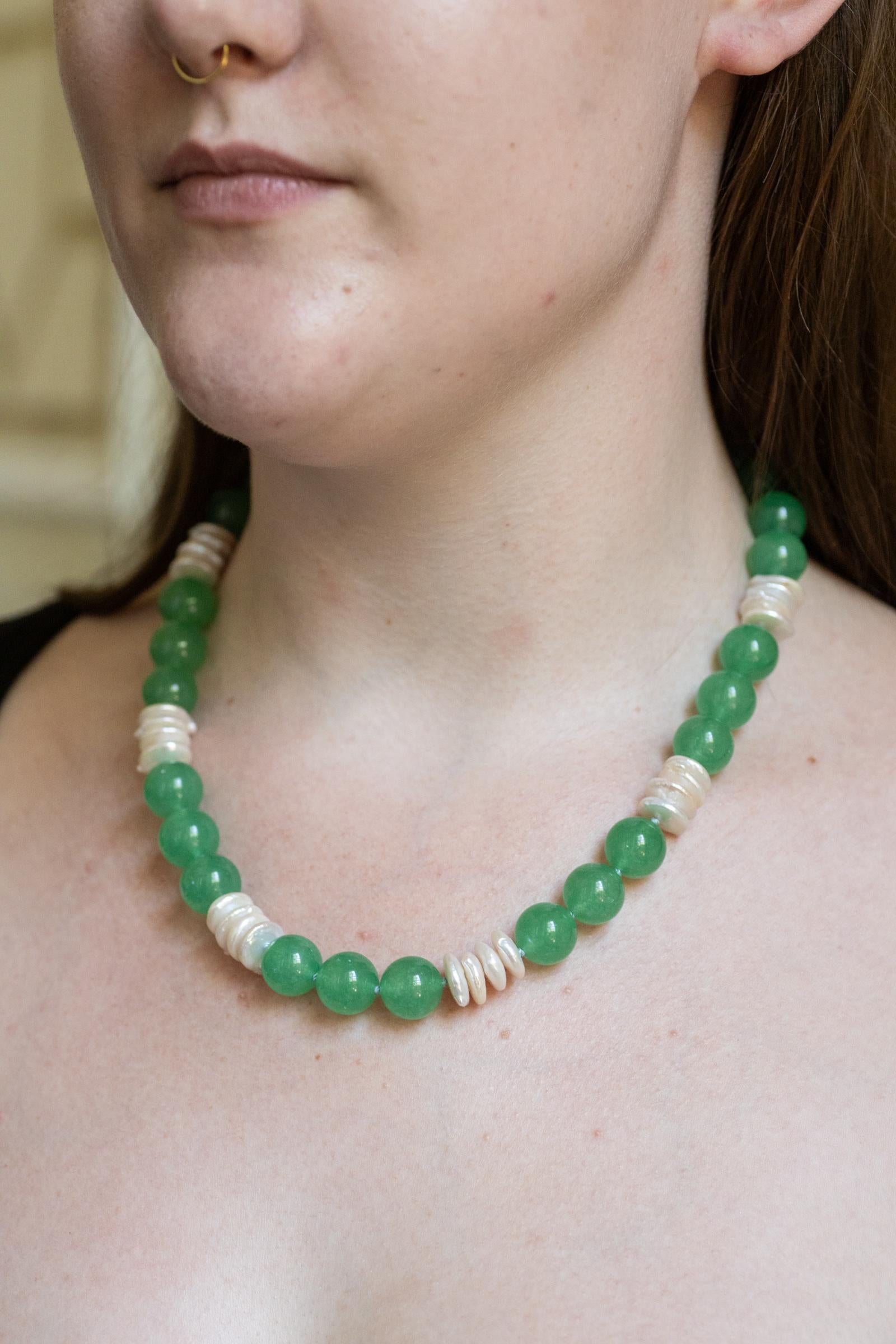 Collana di giada e perle in vendita 2