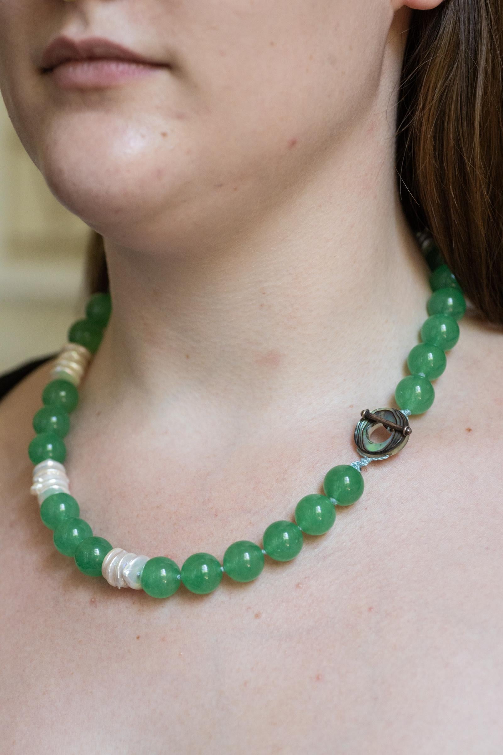 Collana di giada e perle in vendita 3