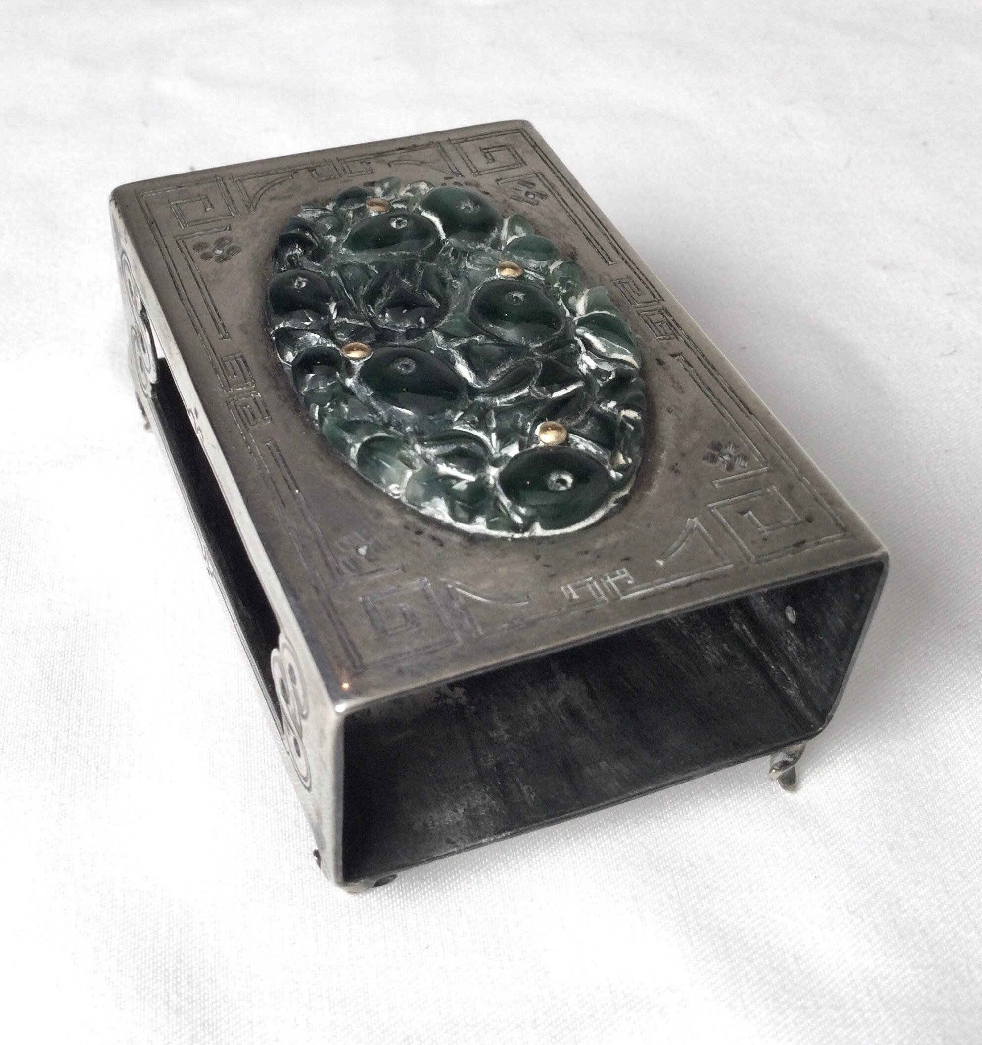American Jade and Sterling Silver Matchbox Cover by Edward Farmer