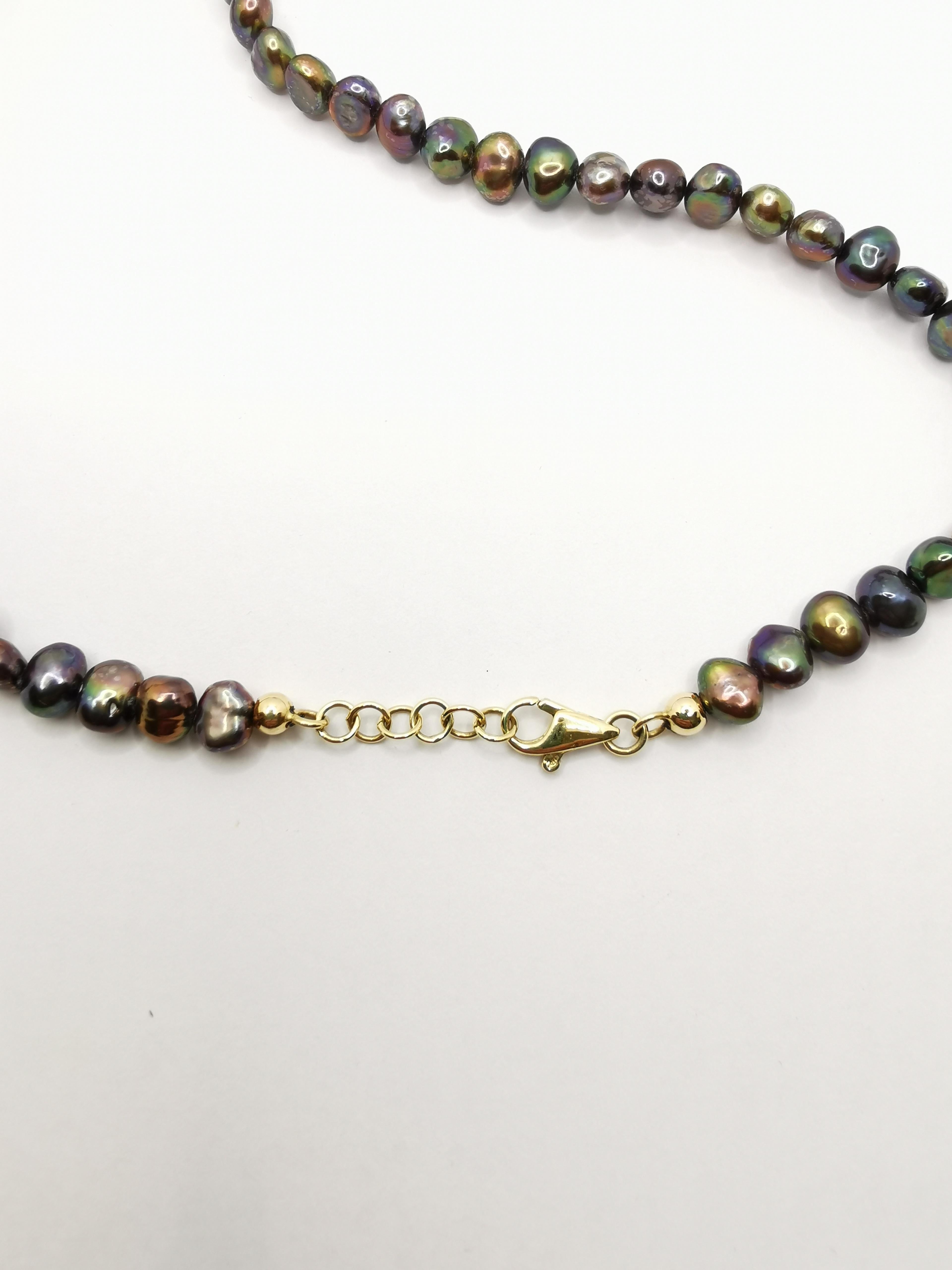 Jade and Tahitian Freshwater Pearl 18 Karat Yellow Gold Necklace In New Condition For Sale In Cattolica, IT