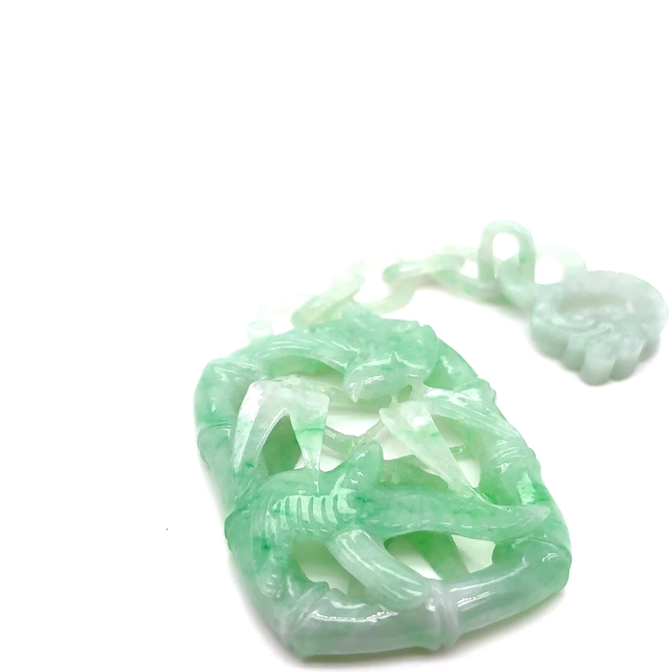 Contemporary Jade Bamboo Bird Carving For Sale
