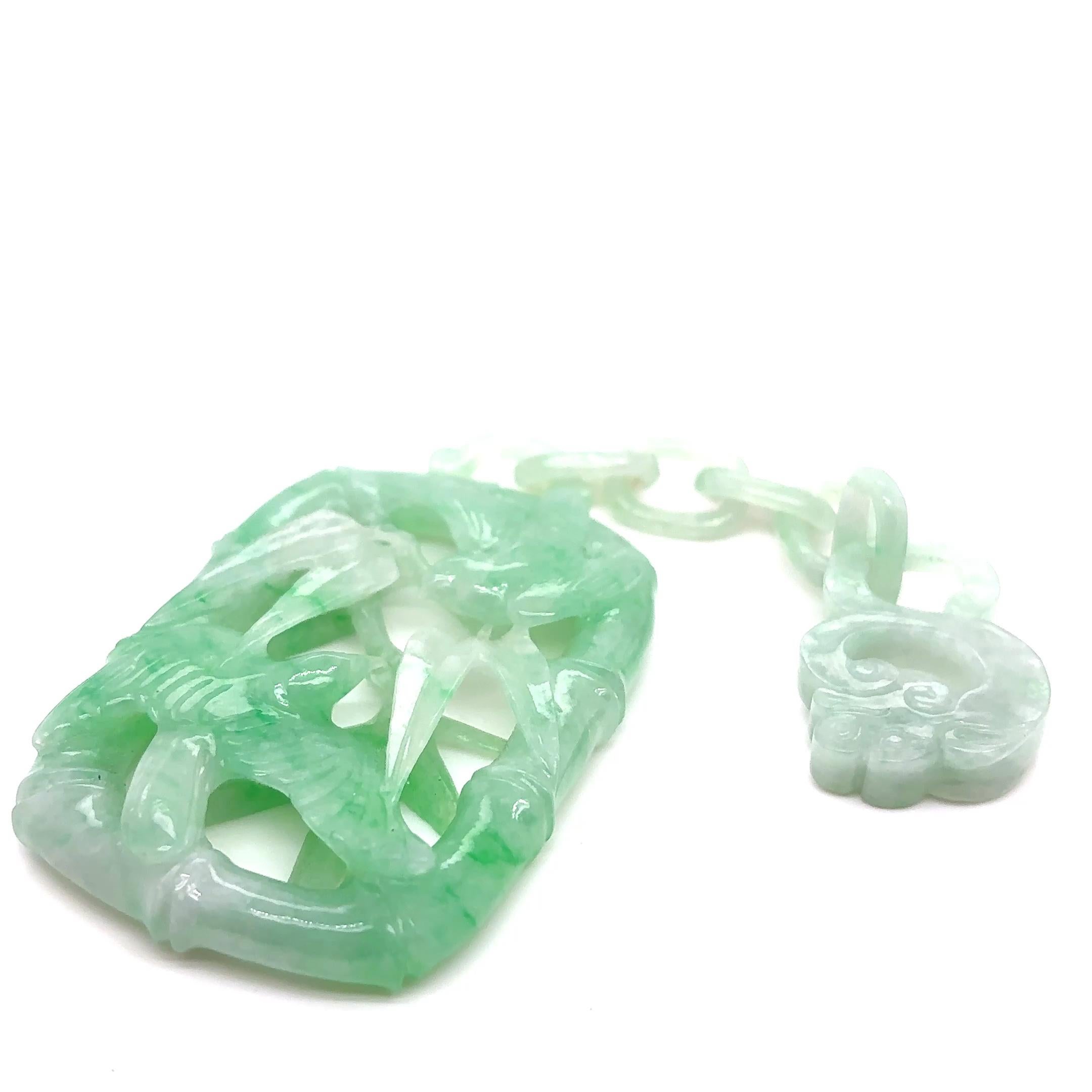 Women's or Men's Jade Bamboo Bird Carving For Sale