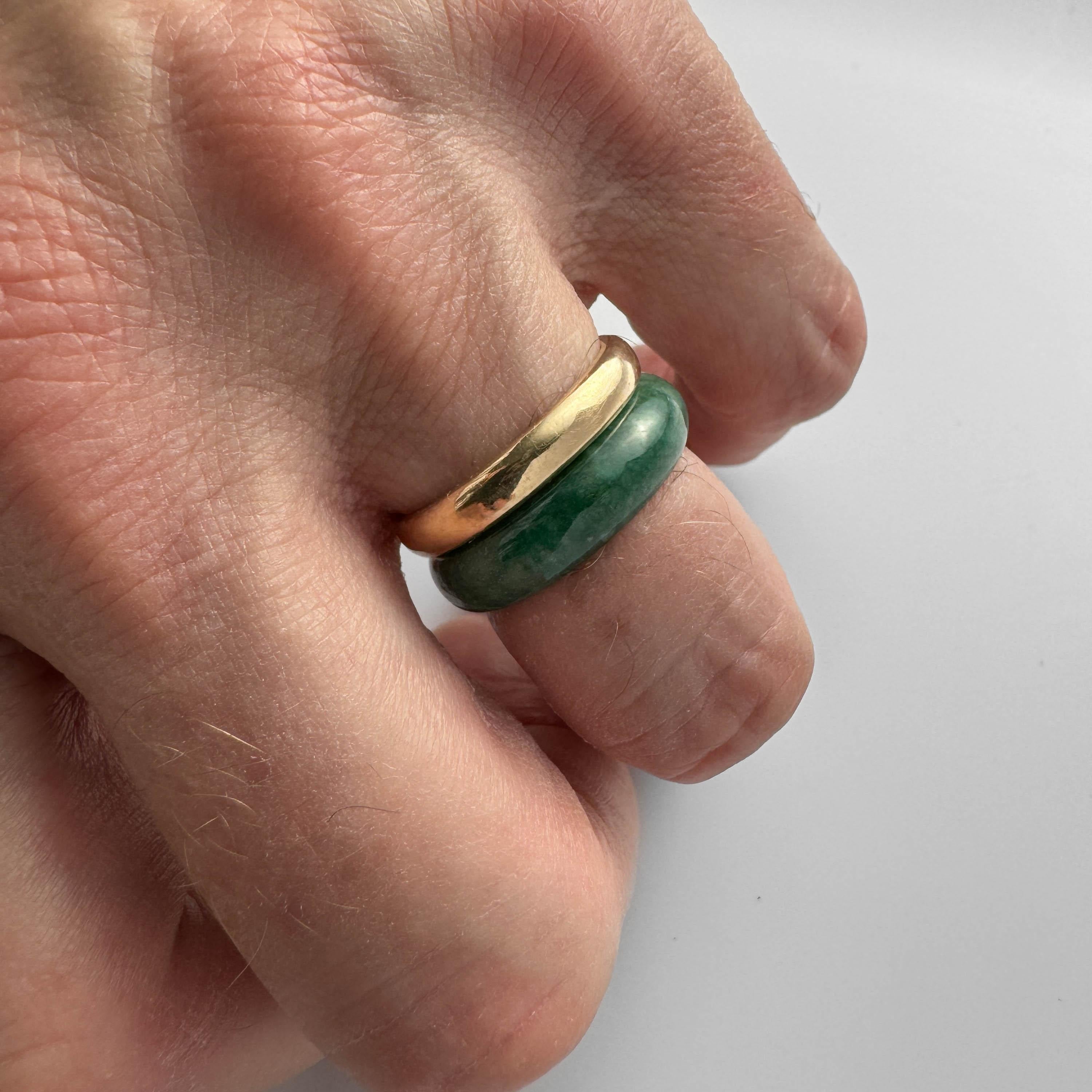 Jade Band Ring Hand Carved Certified Untreated Size 9 For Sale 1