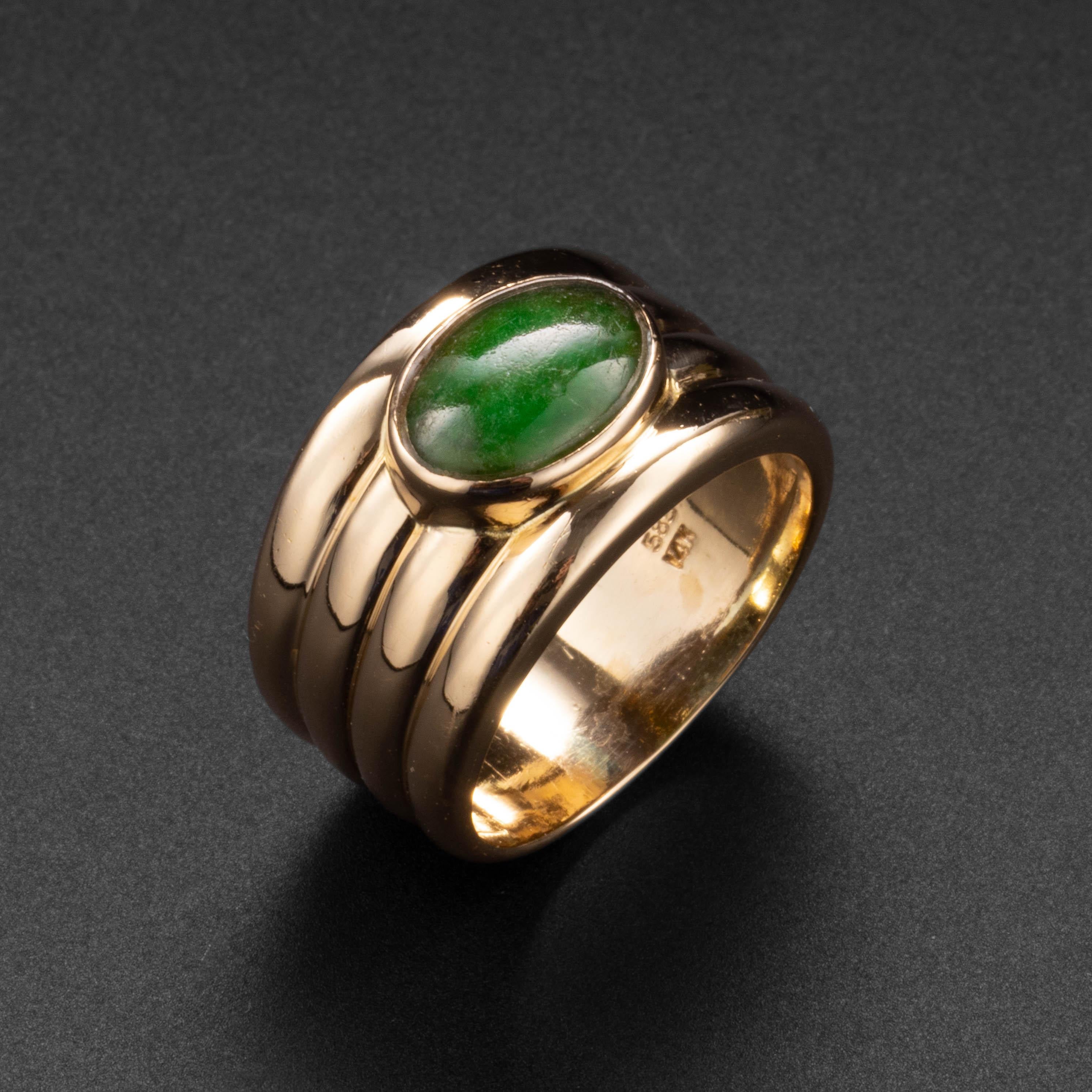 Artisan Jade Band Ring Ming's Hawaii Circa 1950 Mint Condition Certified