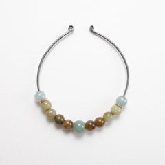 Jade Bangle 18K Gold & Ohio Steel, Hand Forged, 65mm