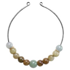 Jade-Armreif 18K Gold & Ohio Stahl, handgeschmiedet, 65 mm