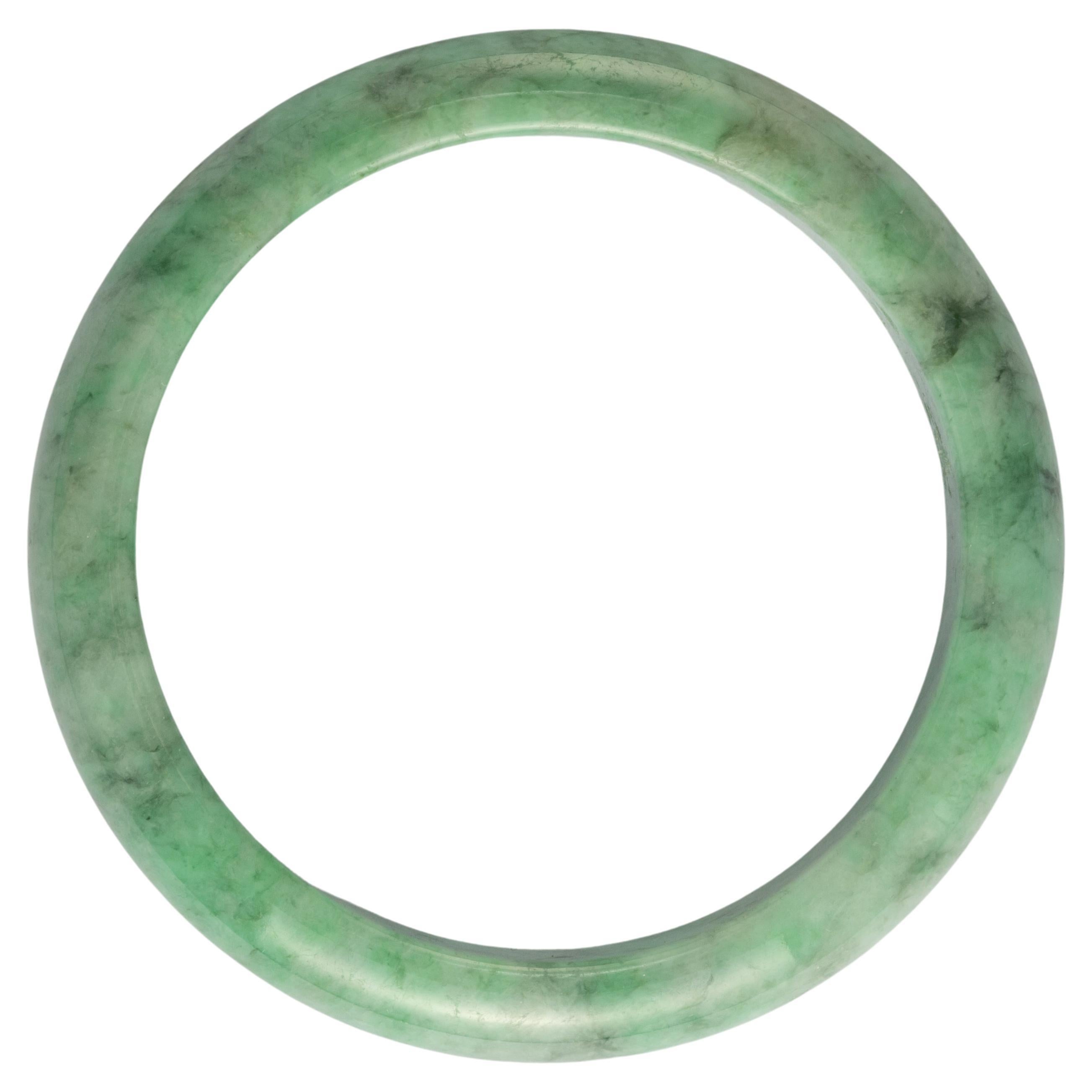 Bracelet jonc en jade vert pomme clair certifié non traité