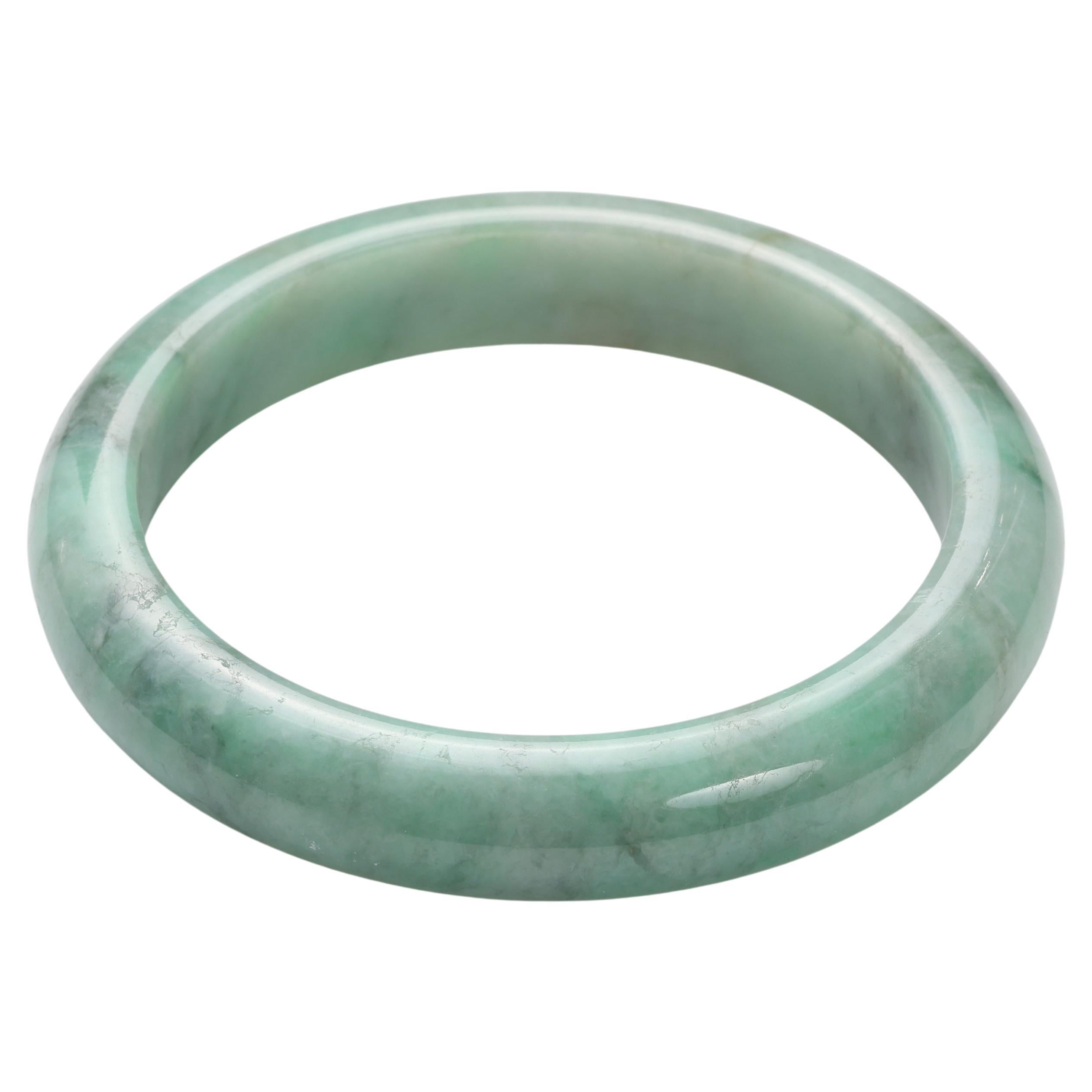 Jade Bangle Apple Green Certified Untreated For Sale