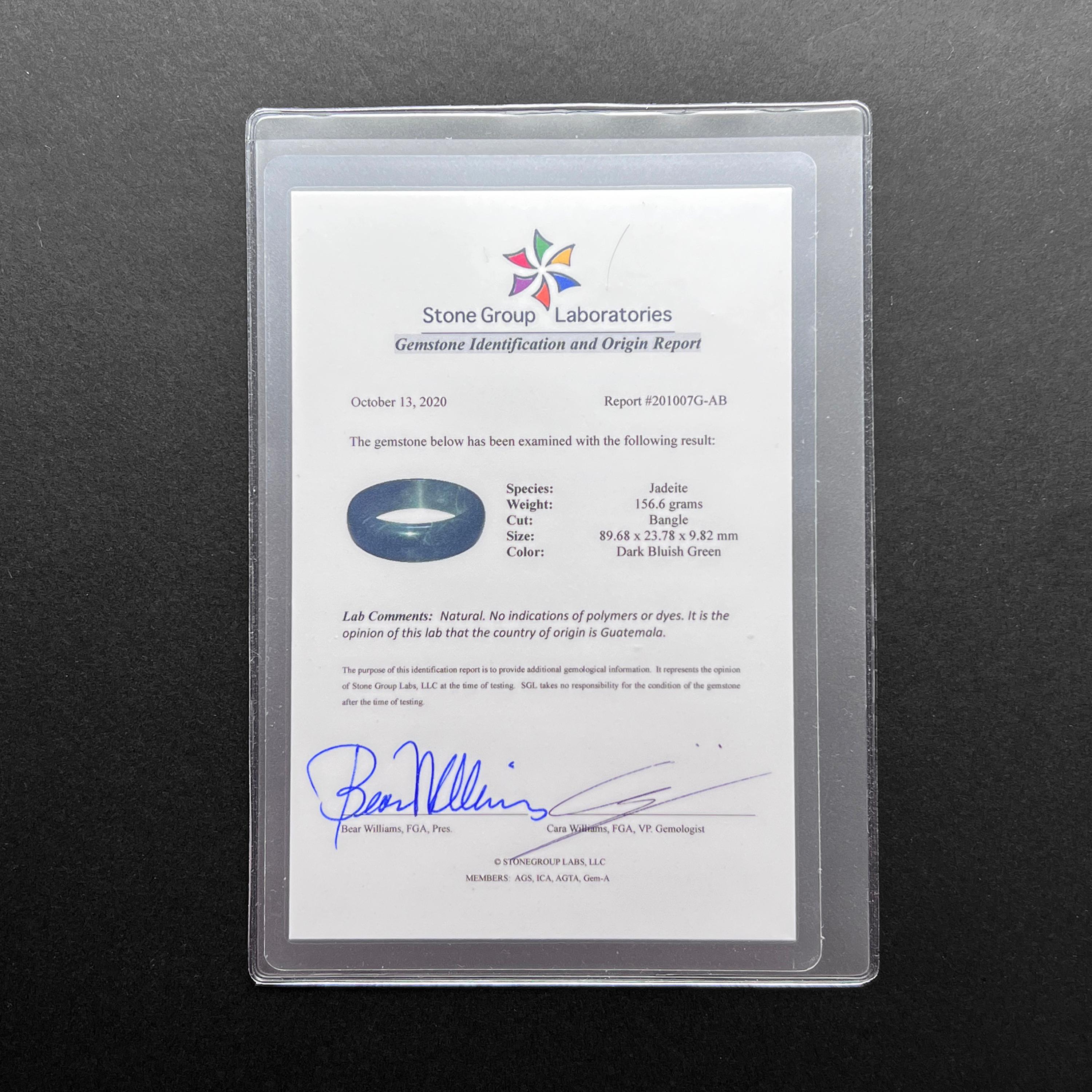 Jade Armreif zertifizierte unbehandelte blaue Olmec Jade aus Guatemala XL 70 mm Durchmesser im Angebot 5