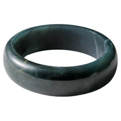 Bracelet jonc en jade bleu Olmec non traité certifié du Guatemala XL 70 mm de diamètre