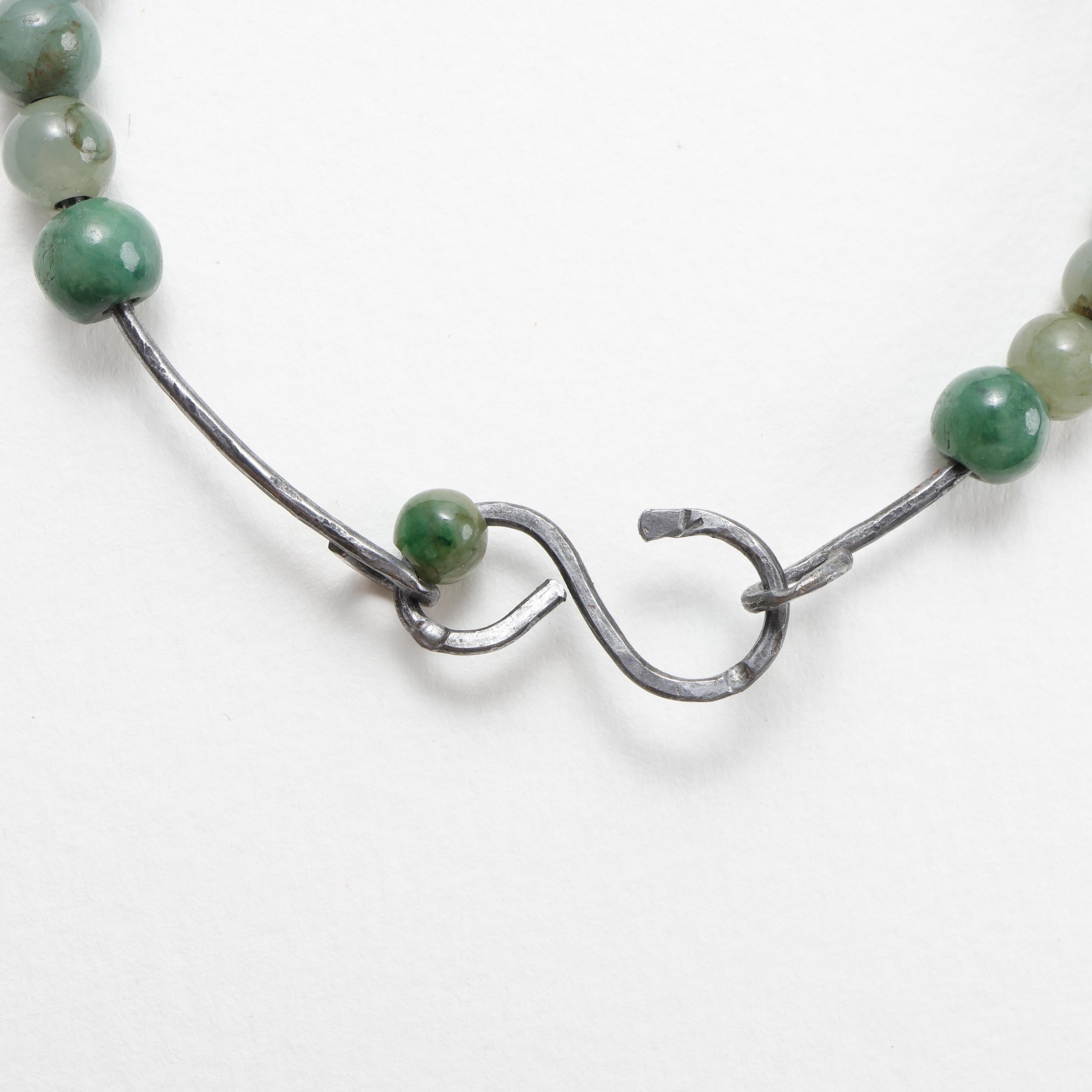 Bead Jade, Bangle, Created with Ohio Steel & 18K Gold, 70mm, 9