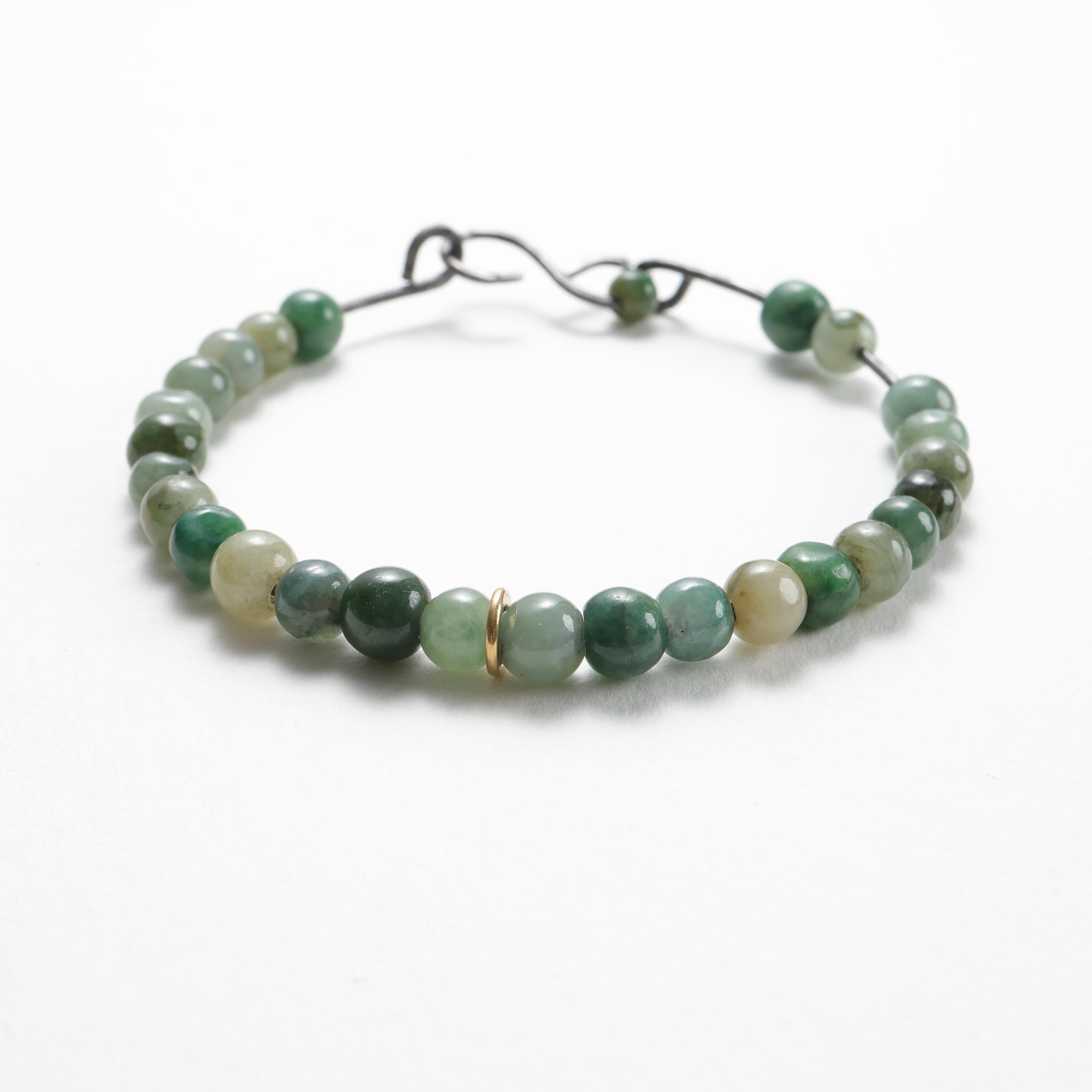 Jade, Bangle, Created with Ohio Steel & 18K Gold, 70mm, 9