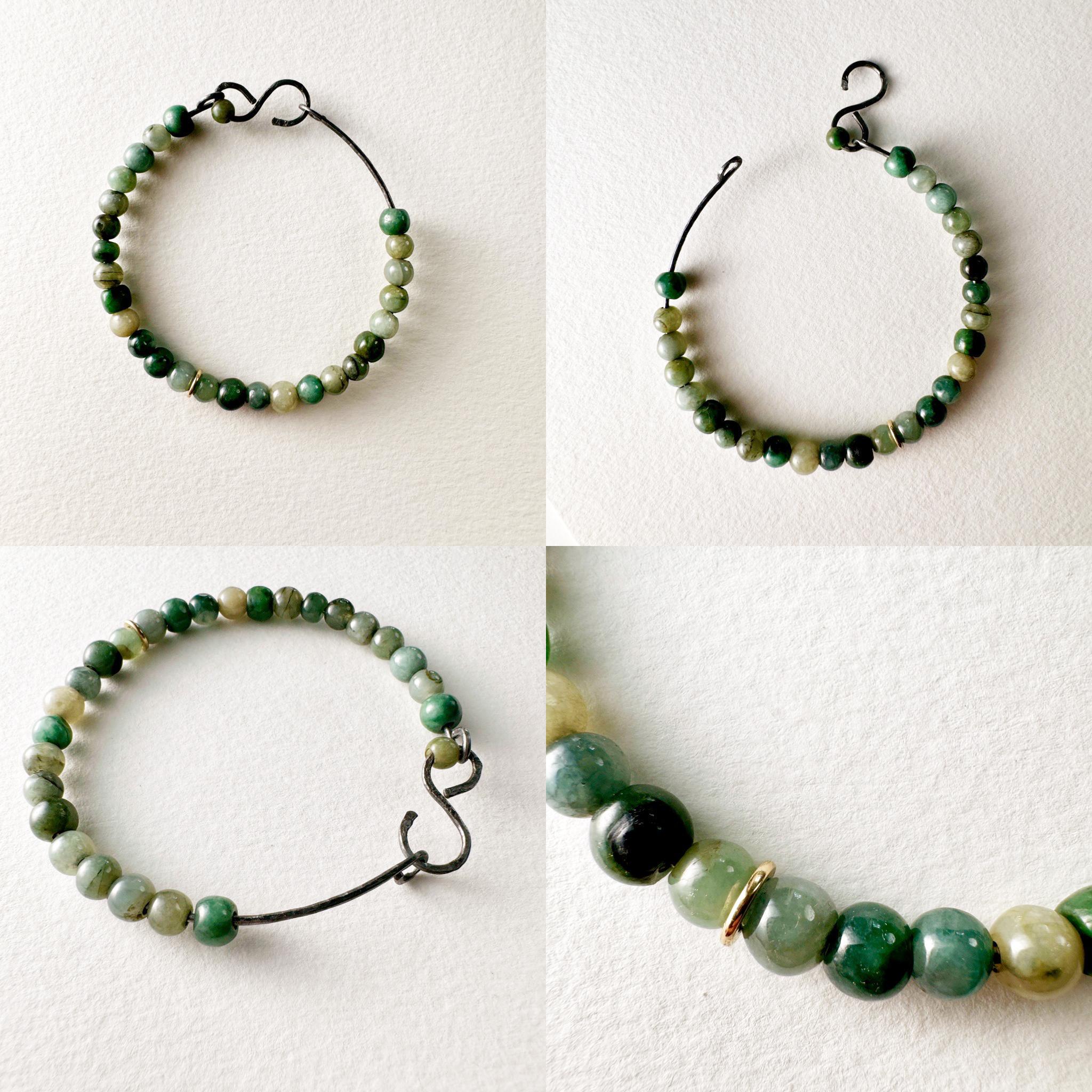 Jade, Bangle, Created with Ohio Steel & 18K Gold, 70mm, 9