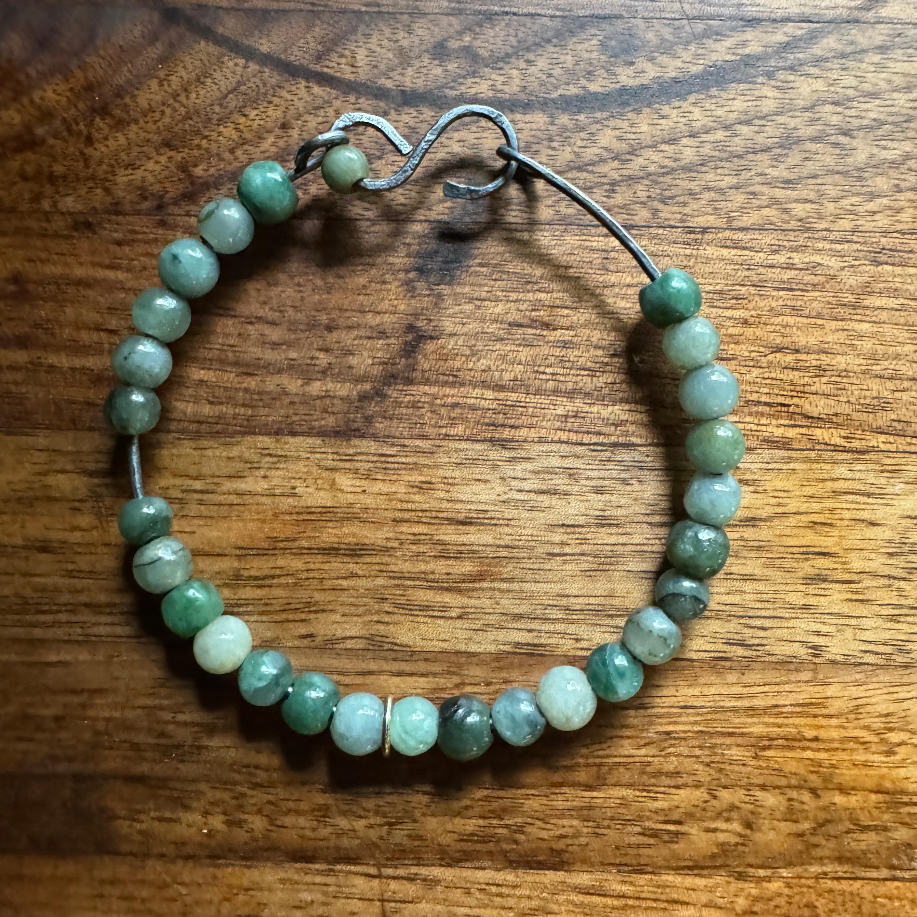 Jade, Bangle, Created with Ohio Steel & 18K Gold, 70mm, 9