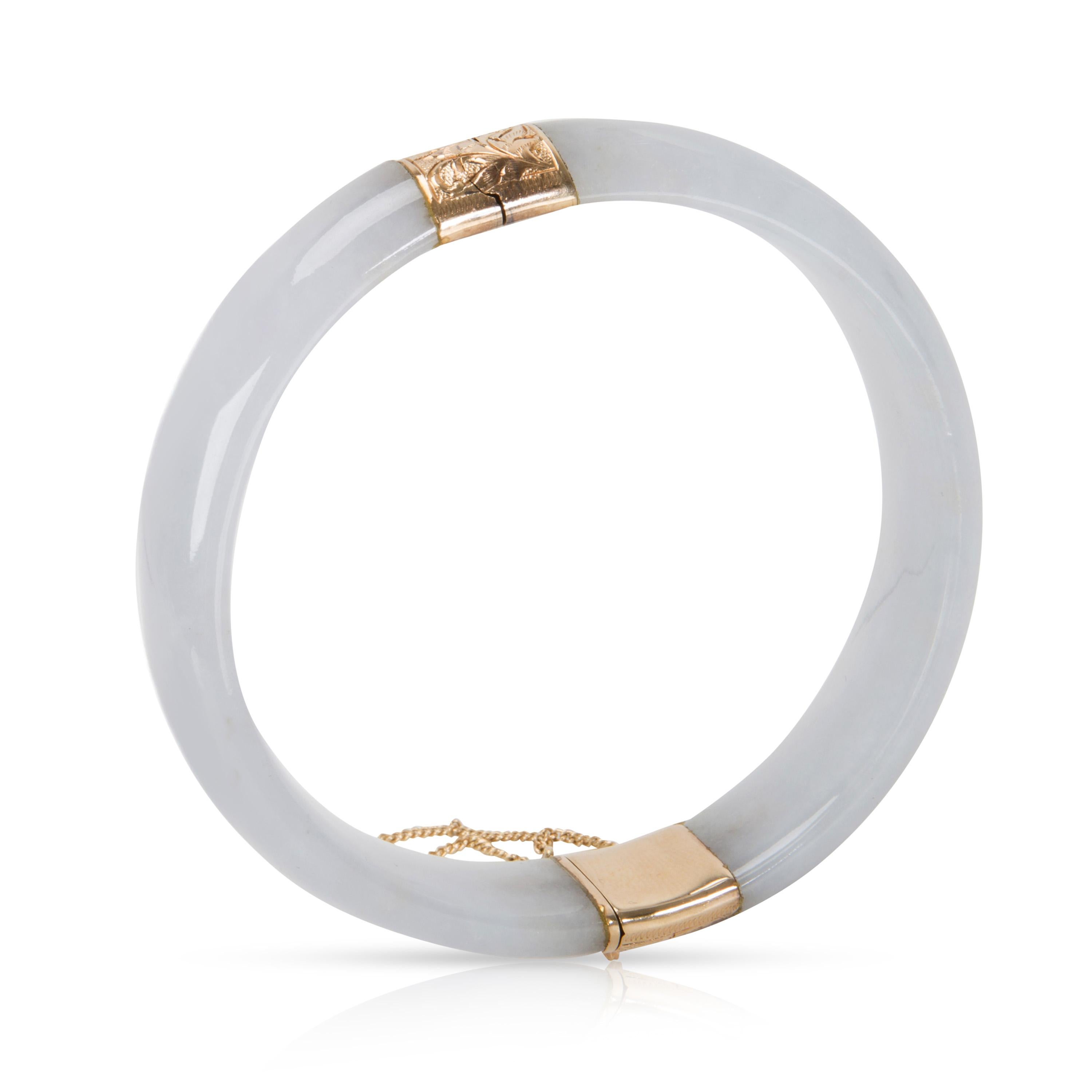 Tumbled Jade Bangle in 14 Karat Yellow Gold