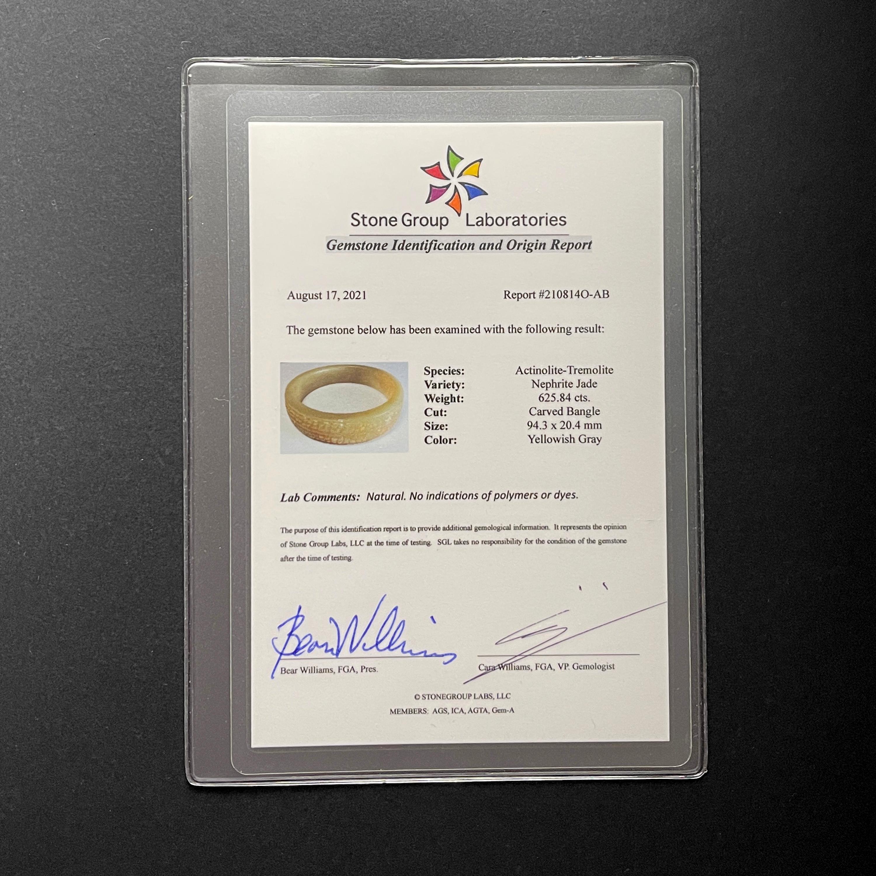 Jade Bangle XL 75mm Interior Diameter Certified Untreated Fine Nephrite For Sale 5